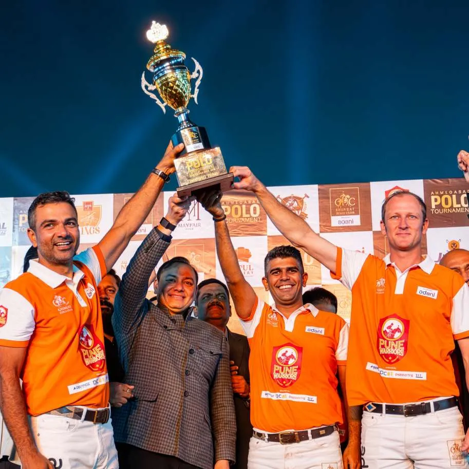 Pune Warriors lift the Ahmedabad Polo Tournament trophy
