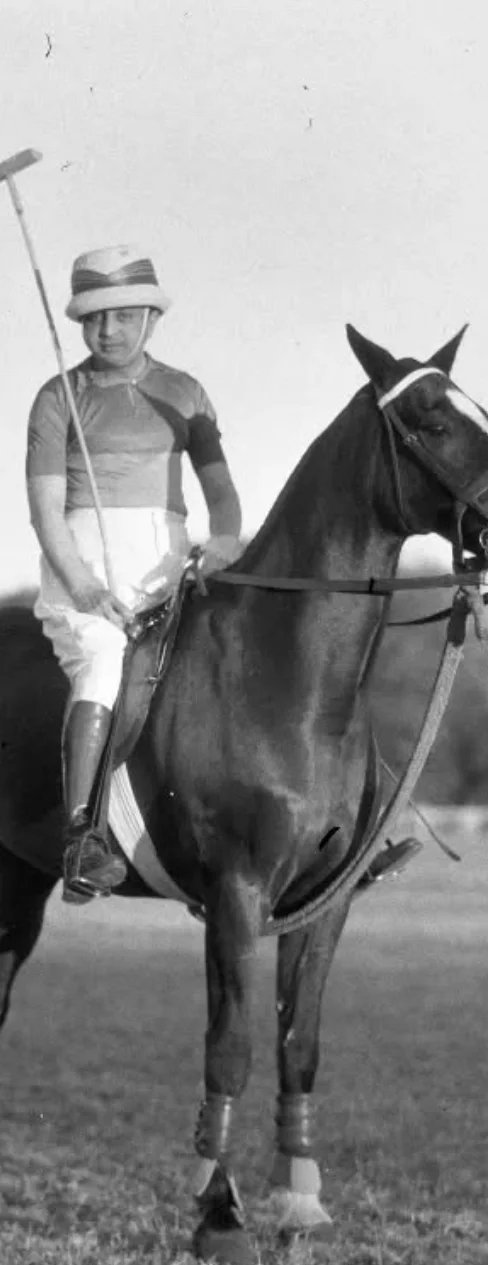 Archival photograph of an Indian royal polo player on horseback
